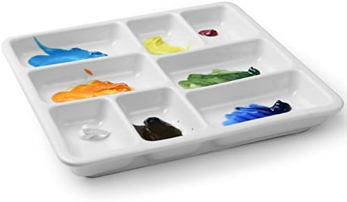 MEEDEN Ceramic Watercolor Paint Palette: 8-Well Artist Mixing Tray 7x7