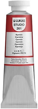 Lukas Studio Artist Oil Color Paints - High-pigment oil paint made with natural binder for artist, painting, & more! - [Carmine - 37 mL]