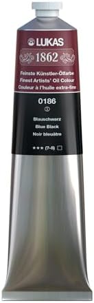 Lukas 1862 Professional German Oil Paint, Blue Black 200 mL - w/Beeswax & Non-Yellowing Sunflower Oil, Short Drying Time, Smooth, Outstanding Lightfastness