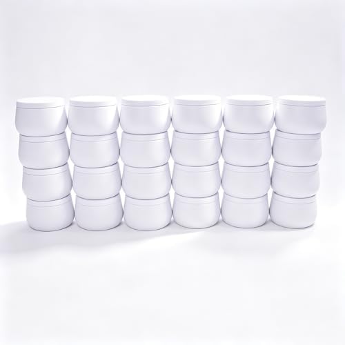 HOMAMAMOON 24 Pack Candle Tins for Making Candles, 8 oz Matte White Empty Candle Jars with Lids, Premium Seamless Metal Candle Containers Jars for DIY Craft, Small Business,Travel, Storage & Gifts