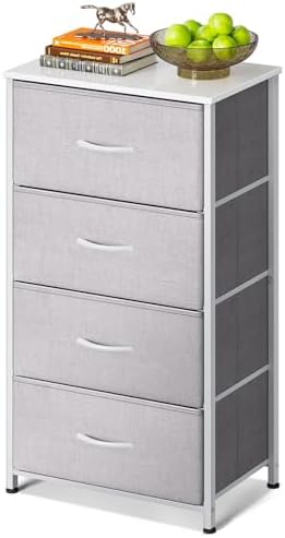 AODK Small Dresser for Bedroom with 4 Storage Drawers, Light Grey