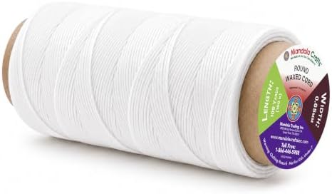 Mandala Crafts 100M 0.65mm White Round Waxed Thread for Leather Sewing