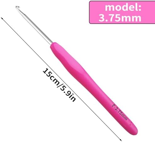 3.75mm Crochet Hook, Ergonomic Crochet Hooks with Soft Rubber Handle and Smooth Glide Head - Lightweight Aluminum Needles for Beginners, Arthritis, Yarn Projects, Long Crafting Sessions (3.75 mm)