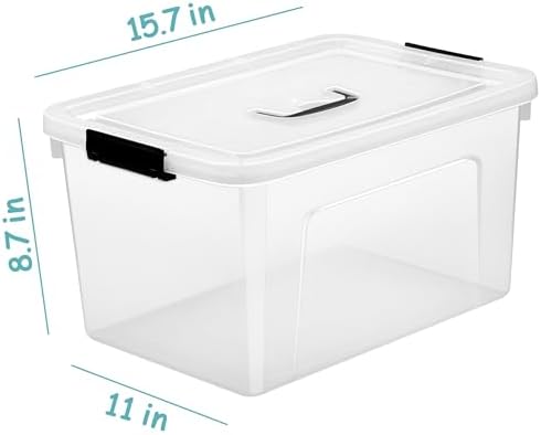 19 Quart Plastic Storage Bins with Lids, 6-Pack Stackable Clear Storage Organizing Box with Handle