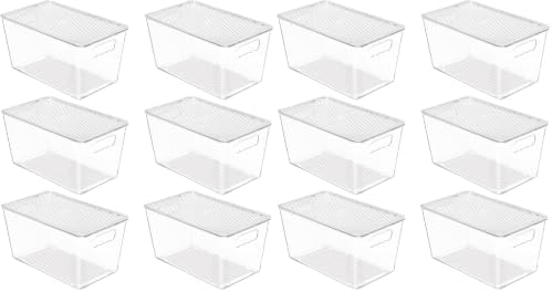 Vtopmart 12 Pack Clear Stackable Storage Bins with Lids, Medium
