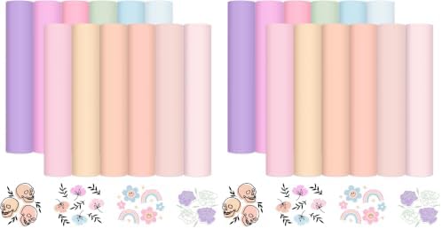 VINYL FROG Pastel Adhesive Vinyl Bundle - 12 Sheets 12"x12" Matte Boho Craft Vinyl 12 Assorted Colors Vinyl Packs for Most Kinds of Cutting Machines, Car Decal, Decor Sticker (Pack of 2)