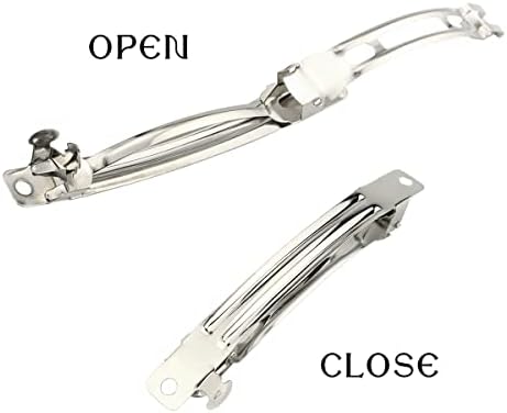 50 PCS 80 MM Iron Blank French Barrette Hair Clips for DIY Hair Clip Craft Bows, Silver Tone