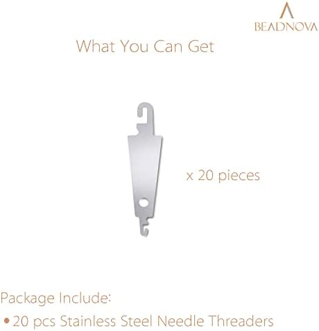 BEADNOVA Needle Threaders 20pcs Stainless Steel Sewing Needle Threader for Hand Sewing Large Eye Cross Stitch Embroidery Craft Knitting Quilting