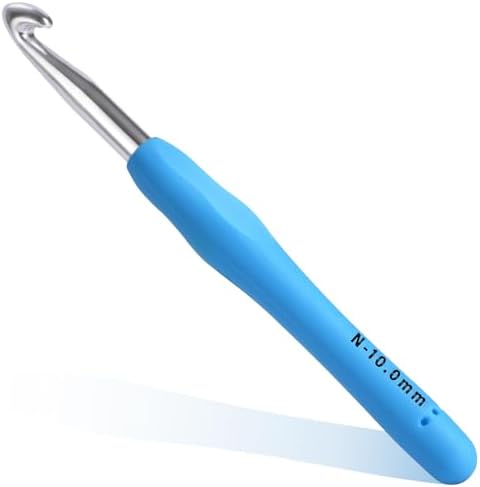 10mm Crochet Hook, Ergonomic Crochet Hooks with Soft Rubber Handle and Smooth Glide Head - Lightweight Aluminum Needles for Beginners, Arthritis, Yarn Projects, Long Crafting Sessions (10.0 mm)