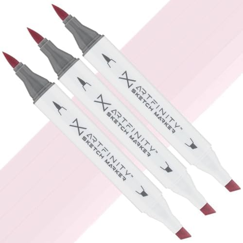 Artfinity Sketch Markers - Set of 3 - Grayish Cherry RV6-1, Vibrant, Professional, Dye-Based Alcohol Markers for Artists, Drawing, Travel, & More