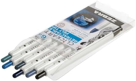 Zebra Pen CLiCKART No Bleed Felt Tip Pen, Night Scape Ink, 0.6mm, 6-Pack