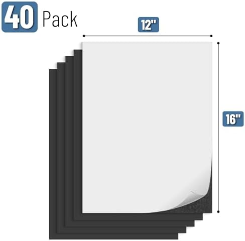 Mr. Pen- Flexible Magnetic Sheets with Adhesive Backing, 12" x 16", 40 Pack
