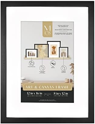 MCS Gallery Wooden Frame, 12x16 Matted to 8x12, Black