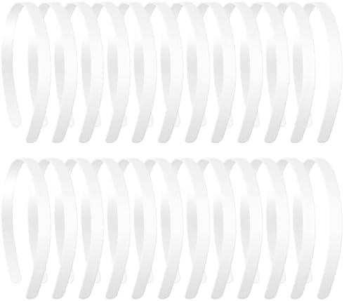24PCS 1/2 Inch Plain White Plastic Headbands for Girls, No Teeth Smooth Hairbands, DIY Craft Hair Accessories for Daily Wear Party Decoration