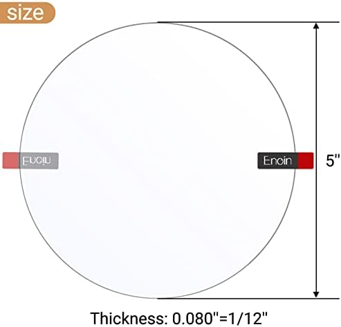 Enoin 9pcs 5 Inch Round Clear Acrylic/Plexiglass Sheet Disc Circle Plastic Sheet 0.080" Thick, Plastic Sheet Transparent Board Panel for Glass, DIY Project, Picture Frame,Paintings, Art Craft