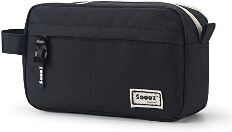 Sooez High Capacity Pencil Case, Big Pencil Bag Organizer Box Pen Case, Portable Journaling Supplies with Easy Grip Handle, Asthetic Supply for Girls Adults, Black