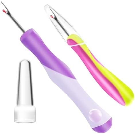 2 PCS Seam Rippers, Rippers for Sewing and Thread,Remover Stitch Tool for Hand Sewing, Knitting, Cross Stitching, Embroidery and Thread Removal(Purple + Green)