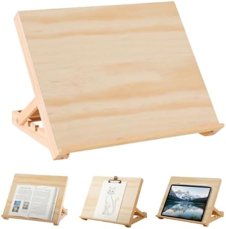 Tabletop Easel, Adjustable & Portable Desktop Art Stand, 13”x9” Solid Pine Wood Drawing Board for Painting, Drawing Canvas & Sketchbooks, Perfect for Adults & Artists