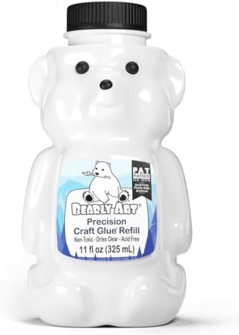 Bearly Art Precision Craft Glue Refill 11 fl oz Archival Dries Clear | Acid Neutral Archival Safe, Dries Clear, Freeze stable, Wrinkle & Crack Resistant, Strong Flexible Hold Formula, Made in USA