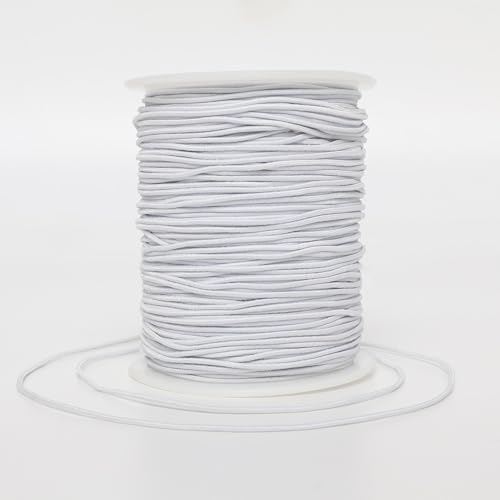 LUSTEMBER Elastic String for Bracelets, 1 mm x 110 Yards Sturdy Stretchy Elastic Cord for Jewelry Making, Necklaces, Beading - White