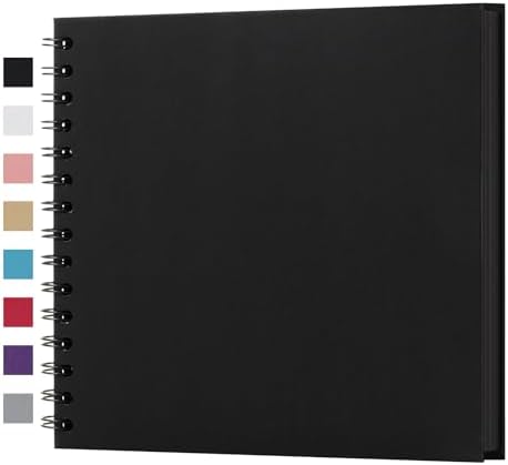 potricher 8 x 8 Inch DIY Scrapbook Album 40 Pages with Kraft Paper, Black | Thick Kraft Paper Scrap Book Photo Albums, Memory Book for Wedding, Anniversary, Baby, Family, Travel, DIY Projects