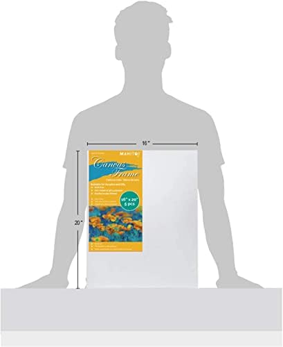 ™ 2-PC, 16”x 20” Medium Weight Stretched Canvas Wood Frame Value Pack, White, Acid-Free, Oil & Acrylic Paints, Primed with Double Acrylic Gesso to Smooth Surface & Reduce Absorbency