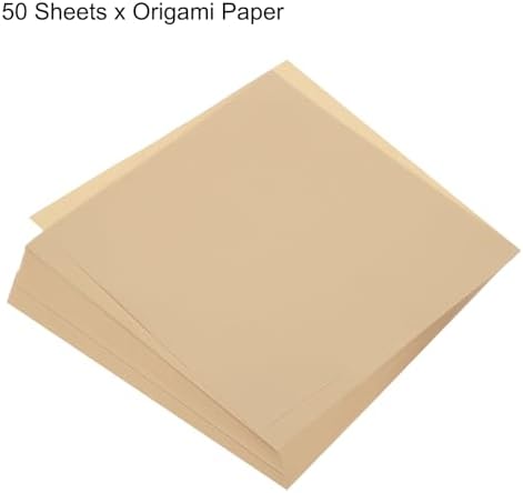 MECCANIXITY 50 Sheets Origami Paper Double Sided 8x8 Inch(20x20cm) Square Sheet for Art Craft Project, Beginners, Gifts Decor, Khaki