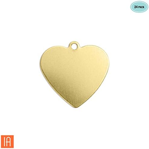 ImpressArt - Premium Metal Stamping Blanks for Metal Stamping and Jewelry Making (24 Pack) (5/8" Heart, Brass)