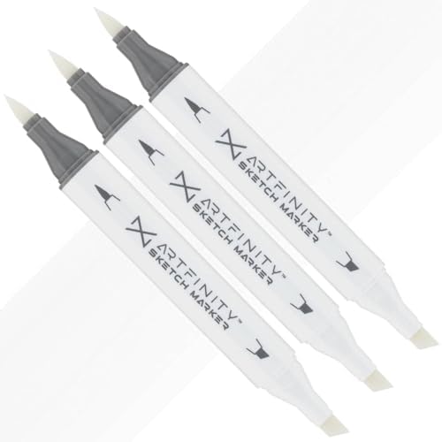 Artfinity Sketch Markers - Set of 3 - Colorless Blender 0, Vibrant, Professional, Dye-Based Alcohol Markers for Artists, Drawing, Travel, & More