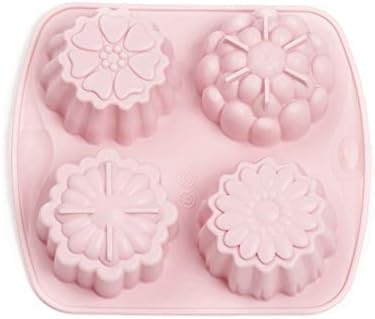 Craftdady Silicone Soap Mold 4 Cavities Flower Moulds Trays, 2 Pack for Handmade Craft Biscuit Candy Chocolate Fondant Jelly