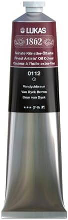 Lukas 1862 Professional German Oil Paint, Van Dyck Brown 200 mL - w/Beeswax & Non-Yellowing Sunflower Oil, Short Drying Time, Smooth, Outstanding Lightfastness