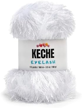 Eyelash Fun Fur Yarn - Premium Soft Crochet Yarn DIY Hand Knitting 100% Polyester 175 Yds 3.53 Oz - Optic White