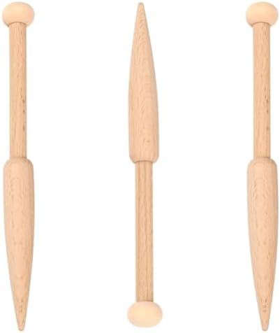 GORGECRAFT Wood Bobbin Stick Wooden Knitting Needles Single Head Weaving Loom Machines Tools Beech Shuttle Crochet Hook for DIY Wool Sweater Tapestry Rug Scarf Making Crafts Supplies