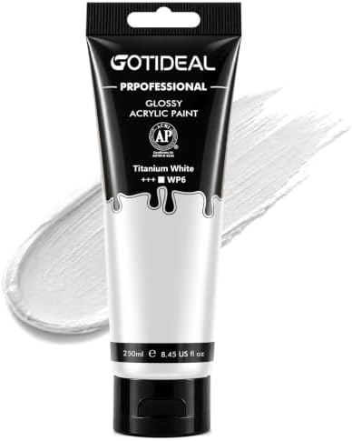 GOTIDEAL White Acrylic Paint, Titanium White Paint (250ml / 8.45oz) Tubes