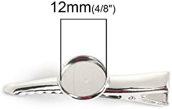JGFinds Silver Tone Barrette Hair Clips with Cabochon Setting for DIY Crafts & Accessories, 20 Pack for Arts & Crafts
