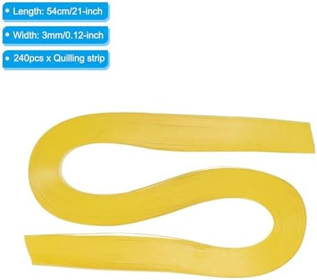 PATIKIL 240pcs Quilling Strips Paper 1/8"(3mm) 21"(54cm) Origami Paper Quilling Strip for Art DIY Hand Craft Christmas, Lemon Yellow