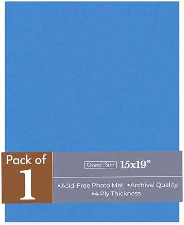 Bay Blue 15x19 Uncut Premium Mat Board - No Opening - 1 Mat