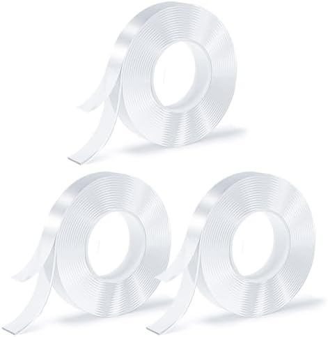 3 Rolls Double Sided Tape, Nano Tape, Transparent Adhesive Tape, Traceless Adhesive Tape, Removable, Washable, Reusable, Suitable for Carpets, Photo Walls, 9.8 Feet Per Roll