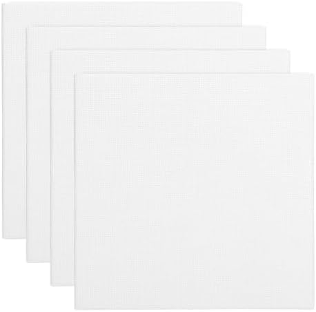 PATIKIL 4x4 Canvas Boards for Painting, 4Pack Cotton Square, White