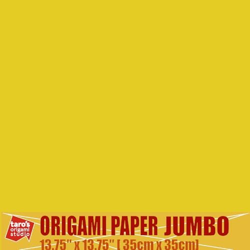 [Taro's Origami Studio] TANT Jumbo 13.75 Inch (35 cm) Double Sided Single Color (Yellow) 20 Sheets (All Same Color) for Beginner to Expert (Made in Japan)