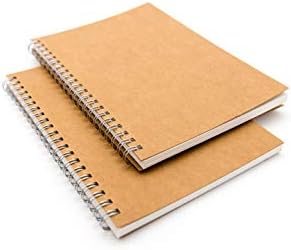 DSTELIN Blank Spiral Notebook, 3-Pack, Soft Cover, Sketch book, 100 Pages / 50 Sheets, 7.5 inch x 5.1 inch, 100GSM, (Brown)