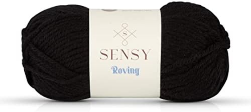 S Sensy Roving - Premium Acrylic&Wool Blend #5 Bulky Yarn, Black, 131 Yards