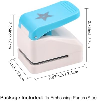 Star Hole Punch, 1.4 inch Star Paper Punch, 3D Embossing Lucky Stars Paper Cutter Puncher Lever Craft Punches Score Tools for Scrapbooking Crafting Journaling Craft DIY Card Making Arts Supplies
