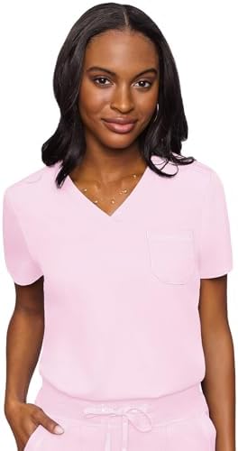 Med Couture Touch Women's Scrub Tops V-Neck Tuck-in Top with 1 Pocket
