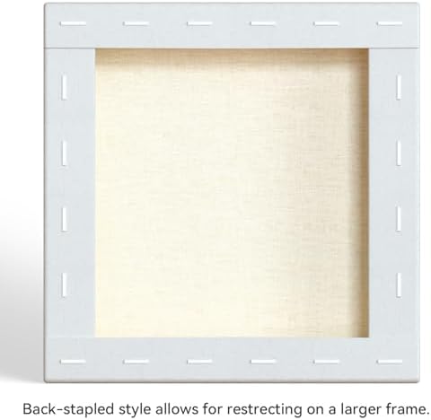 PHOENIX 10x10 Inch 3 Pack Gallery Canvas - 1.5 in Thick Square Canvases for Painting - Deep Edge 100% Cotton 11 Oz. Gesso Primed White Blank Professional Canvas Oil & Acrylic Paints