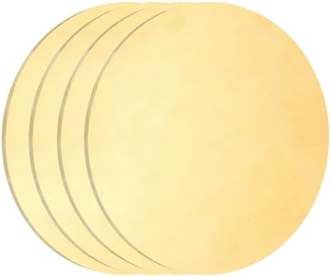 uxcell 4Pcs Brass Round Plate, 0.04"(1mm) Thick 2"(51mm) Dia H65 Brass Round Disc Blank Metal Sheet Copper Circle Disc for Metal Stamping DIY Crafts