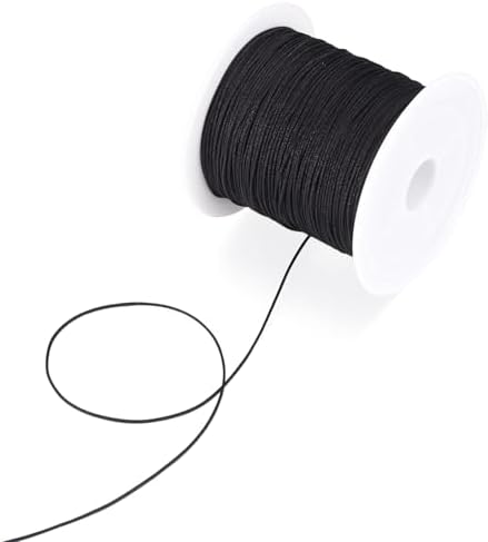 Elecrelive 43 Yards Black String for Bracelets, 0.6mm Black Nylon Thread