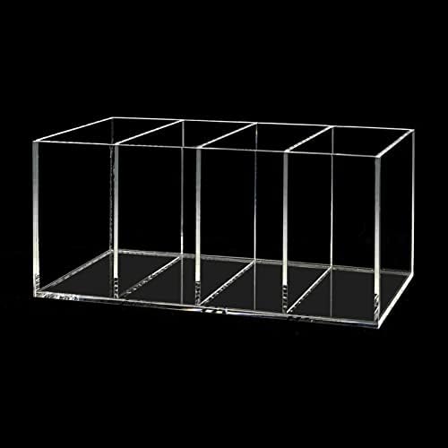 HSYMQ Acrylic Pen Holder 4 Compartments Clear Pencil Holder Organizer Makeup Brush Holder
