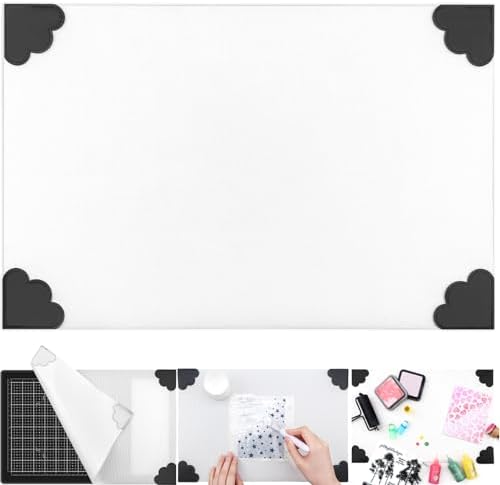 Non-Stick Craft Mat for Card Making Stamping Ink Blending 15.75x10.24in Heat Resistant Media Surface Mat Use for Glass Media Mat Stamping Platform with Weighted Reinforced Corners Reinforced Corners
