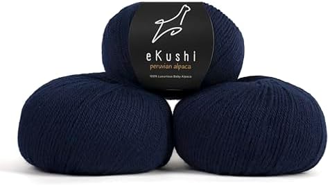 100% Baby Alpaca Yarn for Knitting & Crocheting - Set of 3 Skeins of Premium Yarn DK - Lightweight, Hypoallergenic & Thermal Peru Made - Ideal for Delicate Projects (BL010 - Blue)